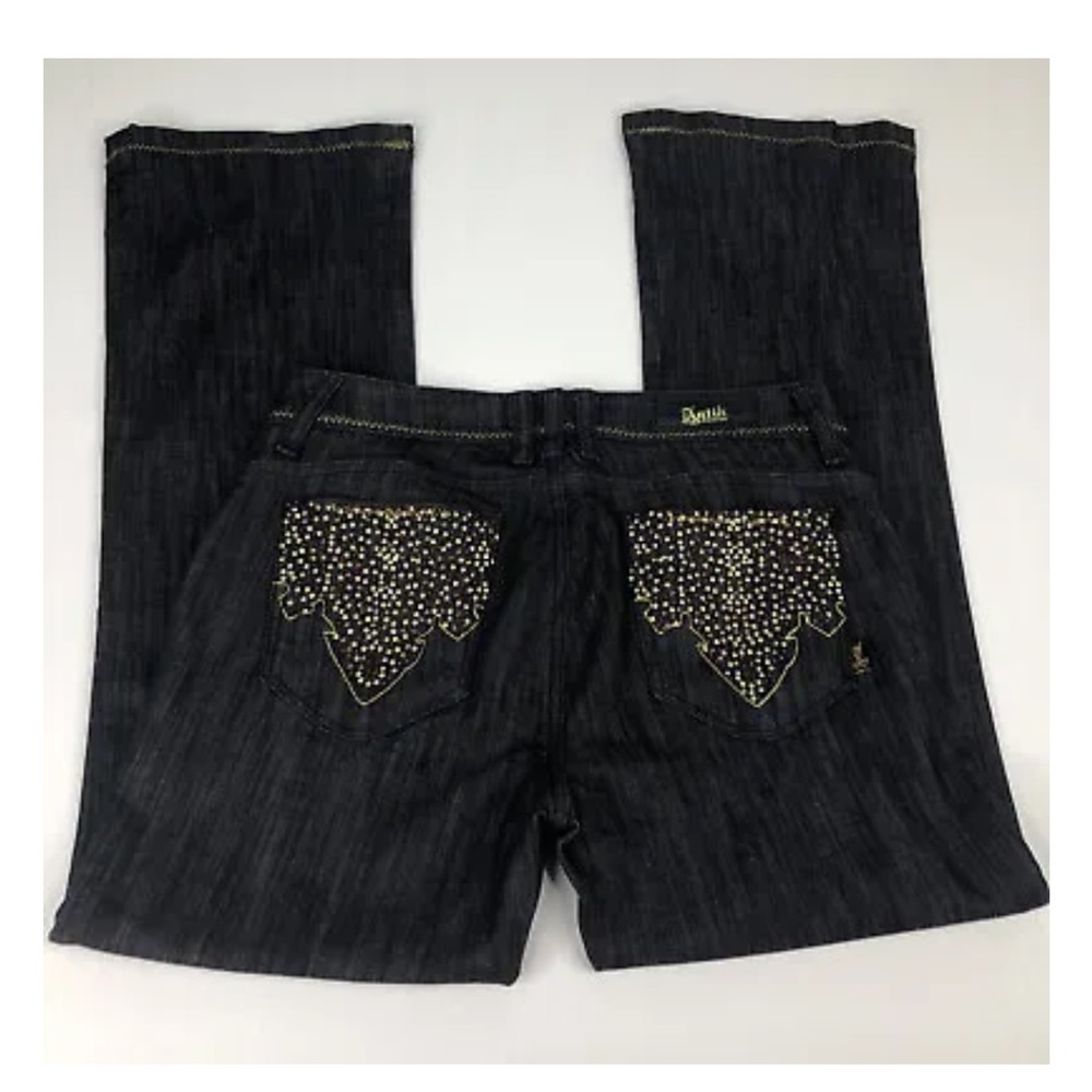 ANTIK DENIM Embroidered Bootcut Jeans 30 Stretch Black Rhinestone Country